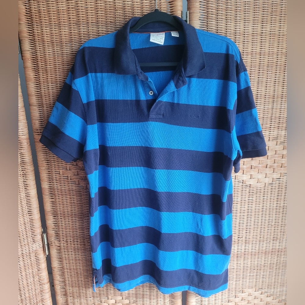 Dockers Men's Polo Shirt with Blue and Navy Stripes
